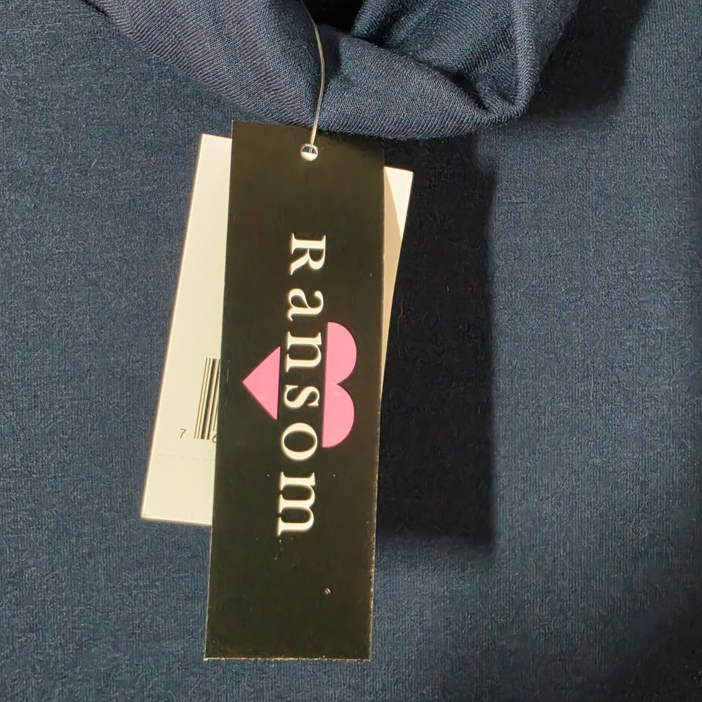 Ransom Kohls Womens Navy Cowl Neck Sweatshirt High Low Hem Top 78225A01 Navy S - Picture 2 of 7